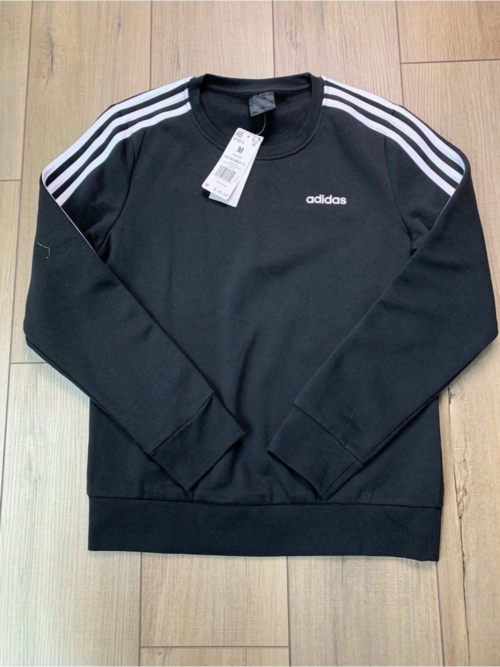 *New* Adidas Black Crewneck Sweatshirt with White Stripes